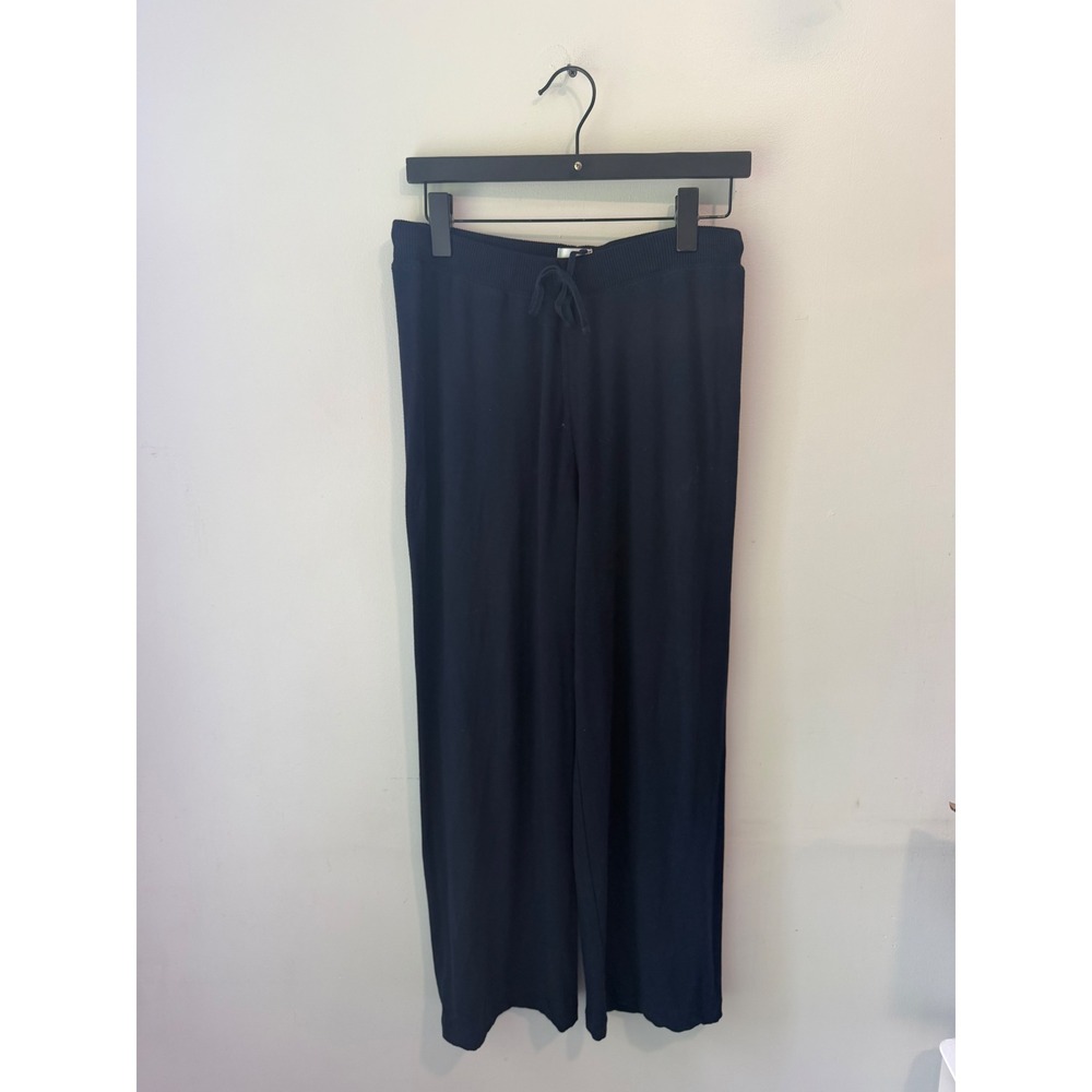 Chicos Navy Blue Wide Leg Lounge Pants Drawstring Waist Rayon Blend Size 1 M